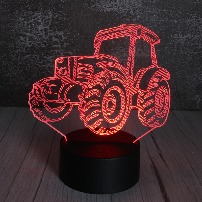 3d亞克力小夜燈創(chuàng)意led插電遙控亞克力小夜燈拖拉機(jī)定制