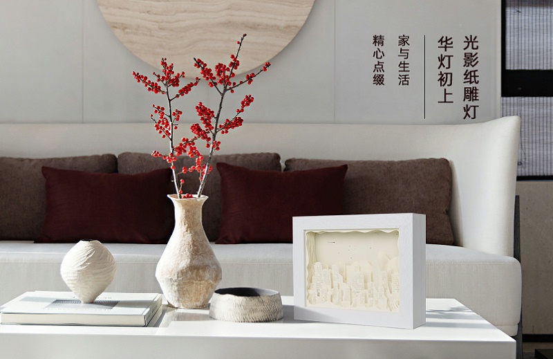 城市建筑3d光影紙雕燈定制