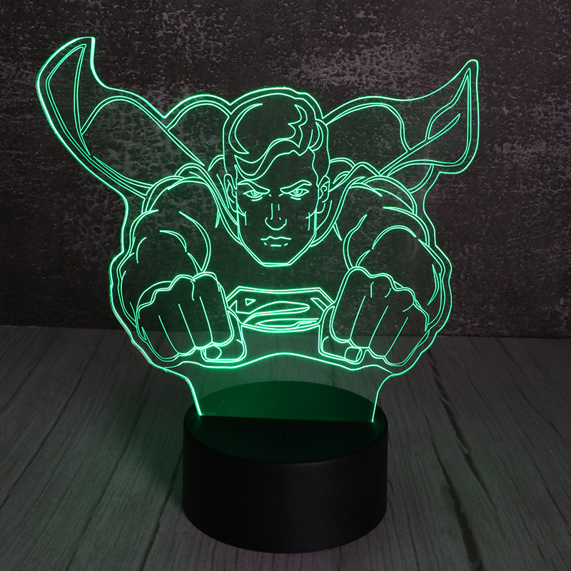 3d立體遙控小夜燈創(chuàng)意亞克力led發(fā)光超人小夜燈廠家定制