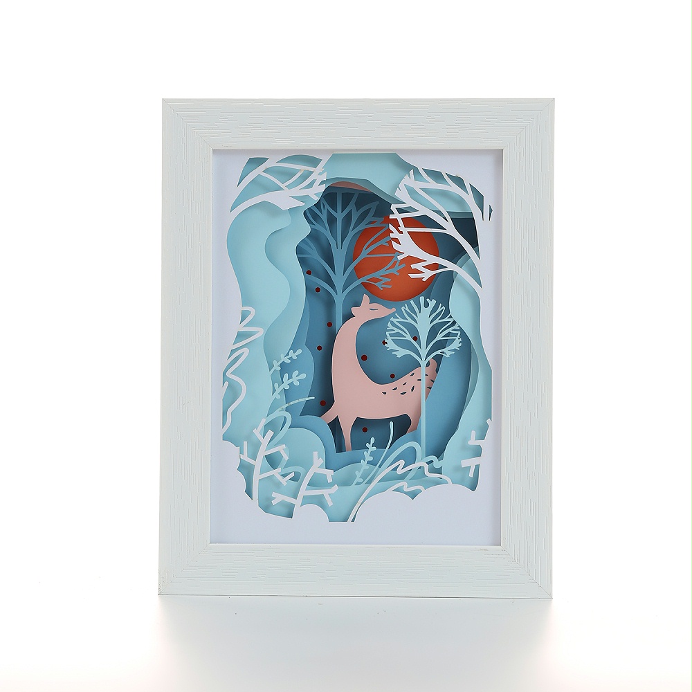 創(chuàng)意3d紙雕燈麋鹿光影紙雕燈動(dòng)物疊影燈廠(chǎng)家定制