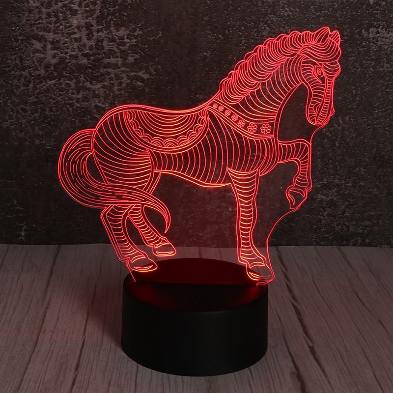 3d立體小夜燈創(chuàng)意亞克力立體小夜燈七彩小夜燈千里馬定制