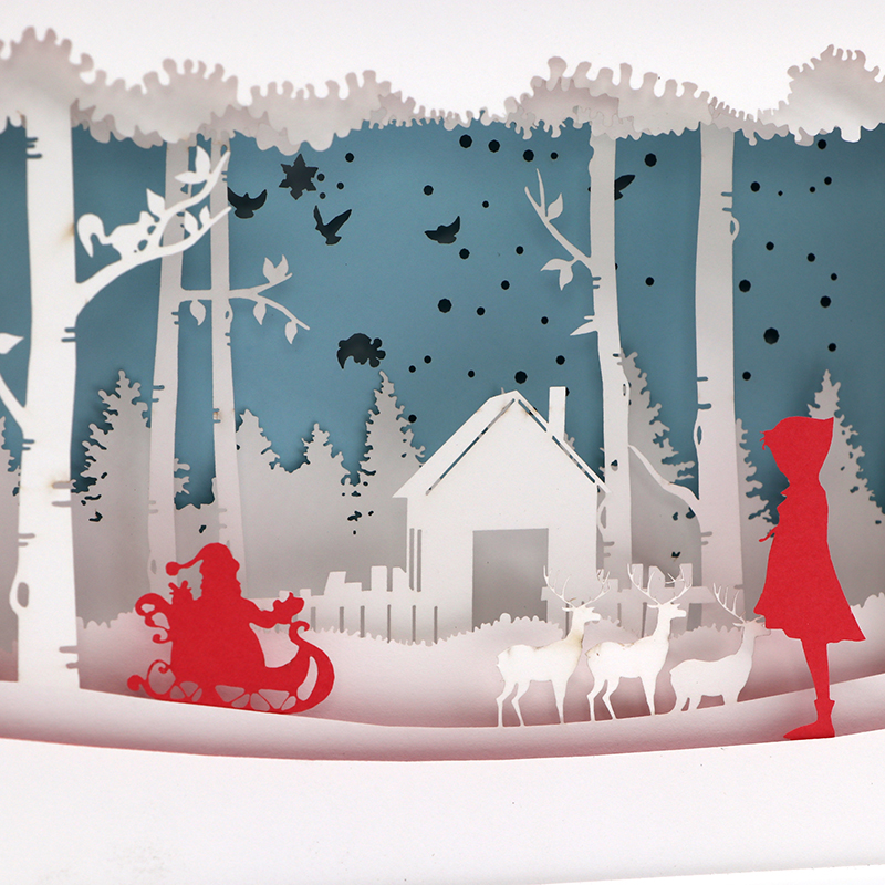 3d立體光影紙雕燈創(chuàng)意3d圣誕紙雕燈定制