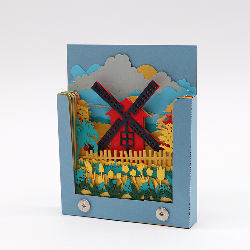 3d藝術(shù)便簽薄款立體創(chuàng)意風(fēng)車模型便簽紙廠家定制