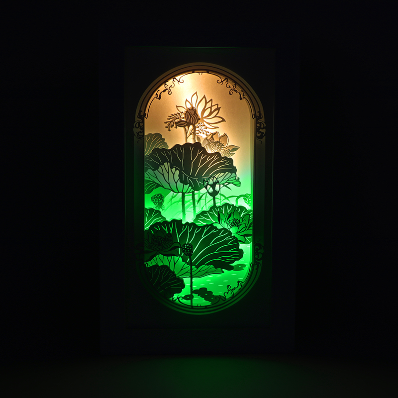 創(chuàng)意古風(fēng)紙雕燈3d立體光影紙雕燈中國(guó)風(fēng)紙雕燈荷塘月色廠家定制