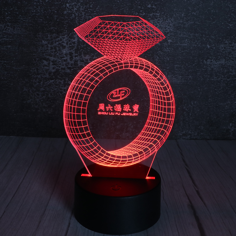 3d創(chuàng)意小夜燈led亞克力小夜燈創(chuàng)意立體小夜燈鉆戒廠家定制